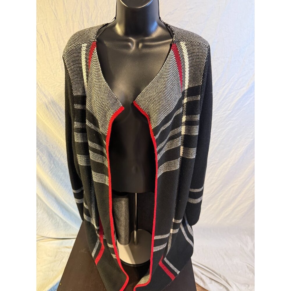 Grannycore Preppy Classy Cardigan Sweater Plaid knit Women’s Plus 2X Open Front